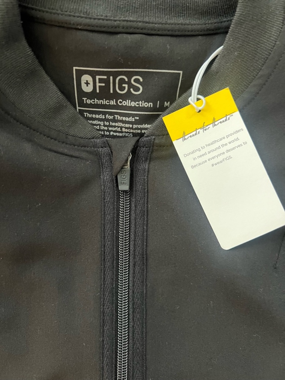 FIGS Black Medical Scrub Jacket with Logo Patch - Picture 6 of 7